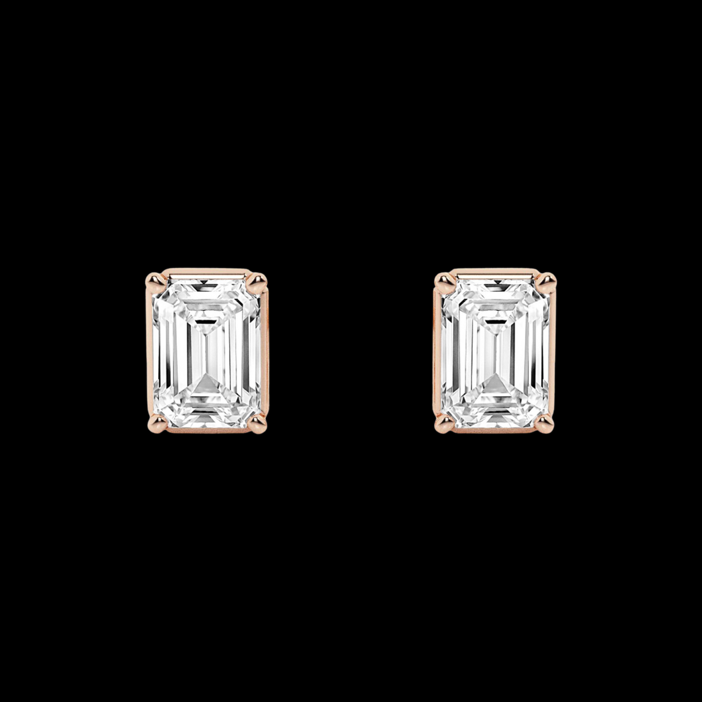 Emerald Lab Grown Diamond Hidden Stud Earrings