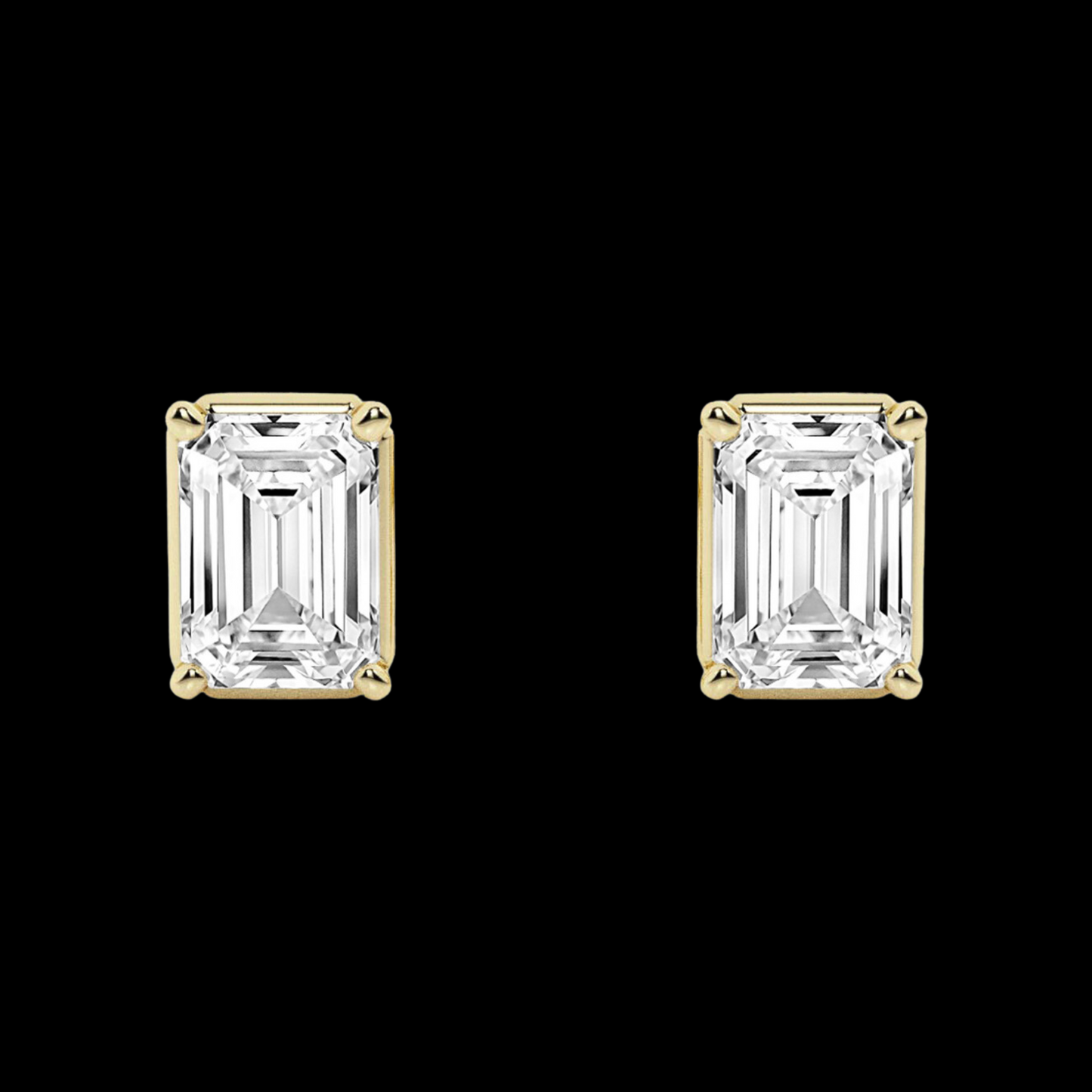 Emerald Lab Grown Diamond Hidden Stud Earrings