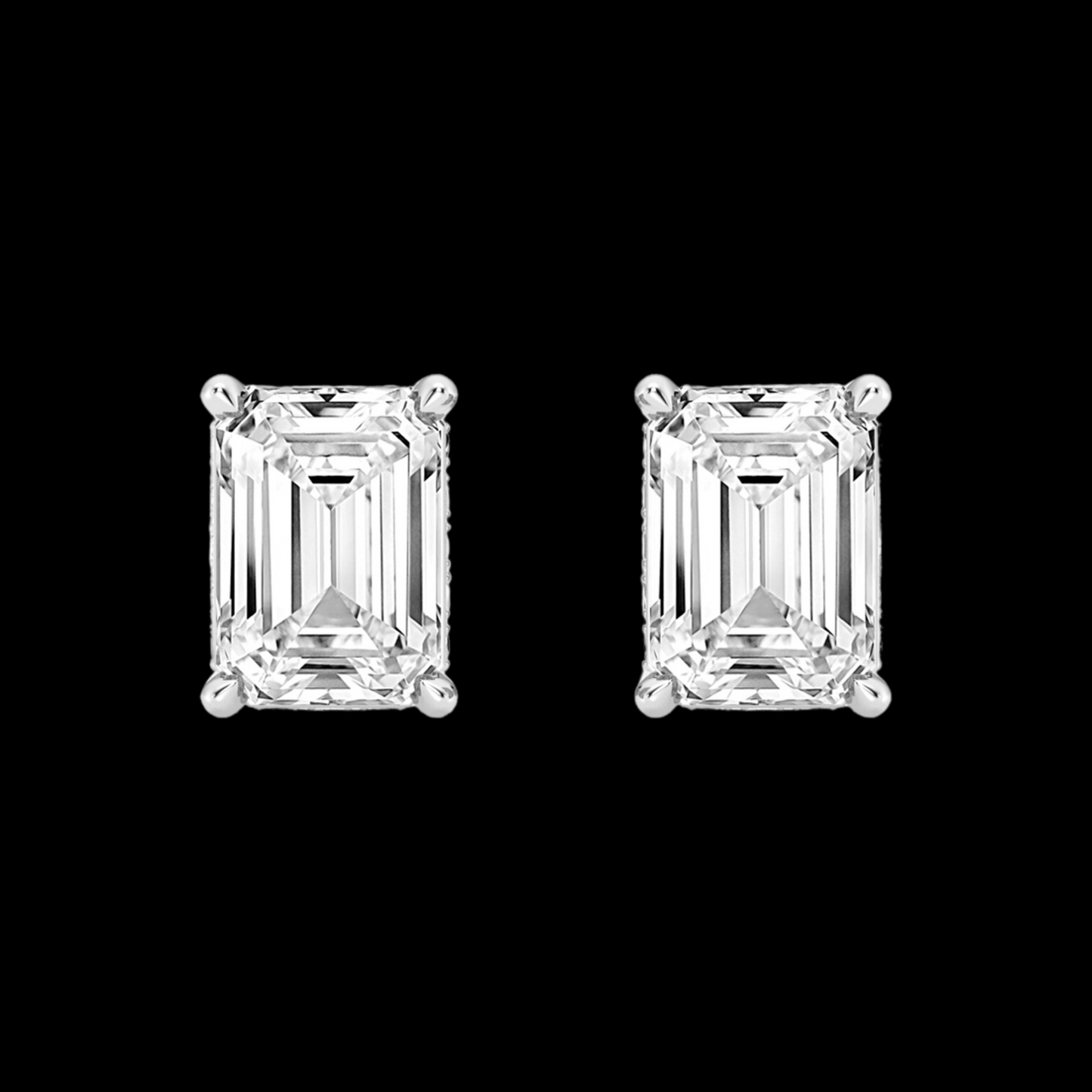 Emerald Lab Grown Diamond Hidden Stud Earrings