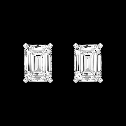 Emerald Lab Grown Diamond Hidden Stud Earrings