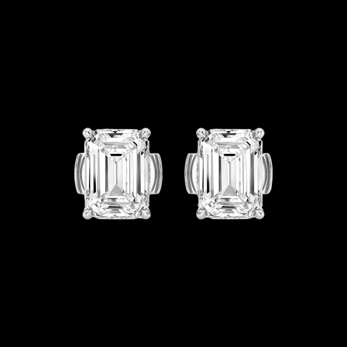 Emerald Lab Grown Diamond Hidden Stud Earrings