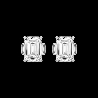 Emerald Lab Grown Diamond Hidden Stud Earrings