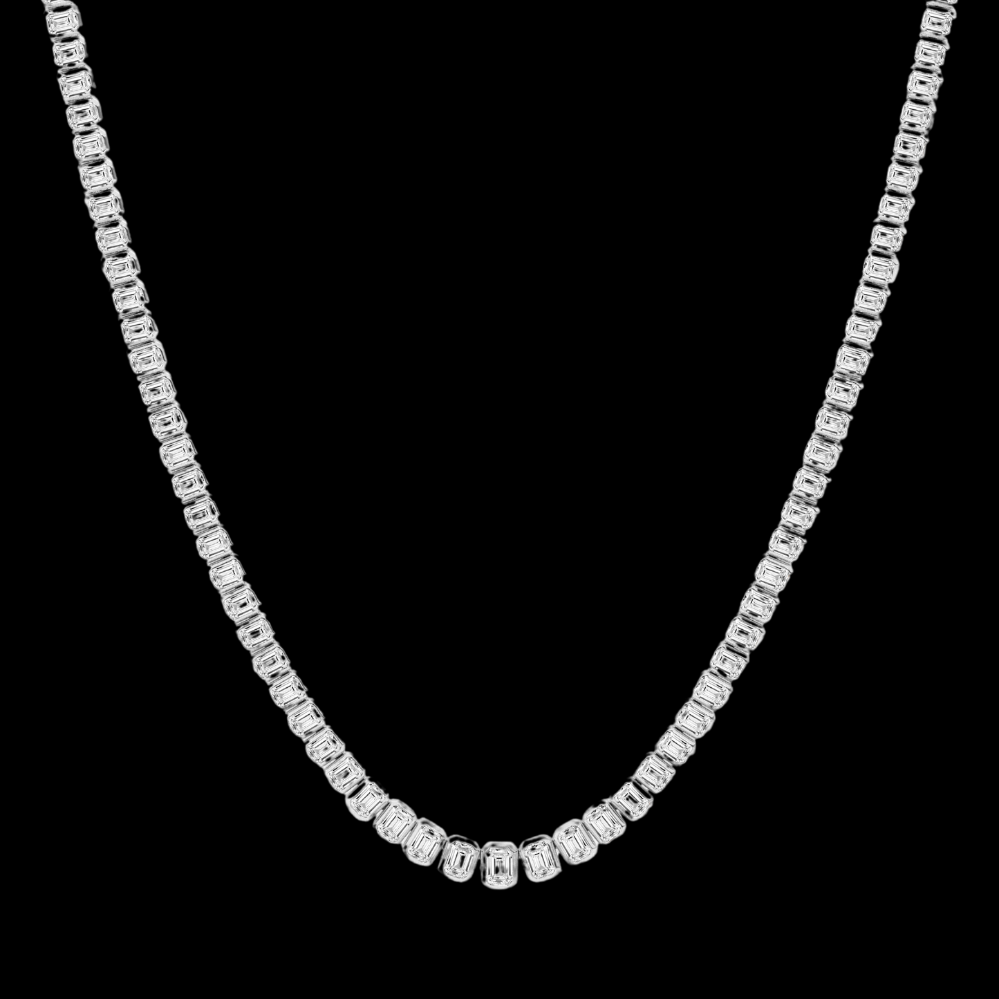 Emerald Lab Grown Diamond Graduated Bezel Set Tennis Necklace