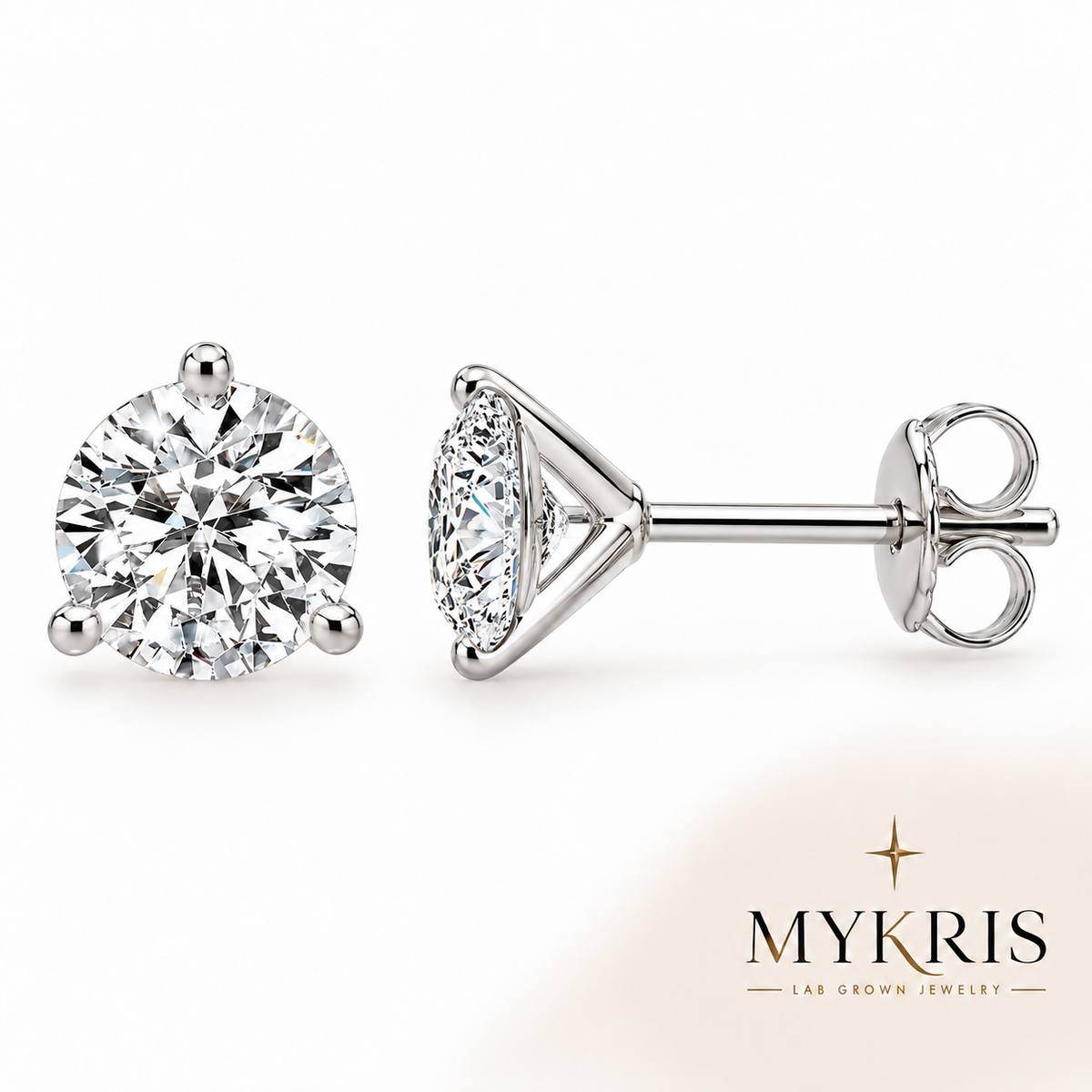 Lab Grown Diamond Stud Earring 1-10 CTTW 14K Gold; Martini