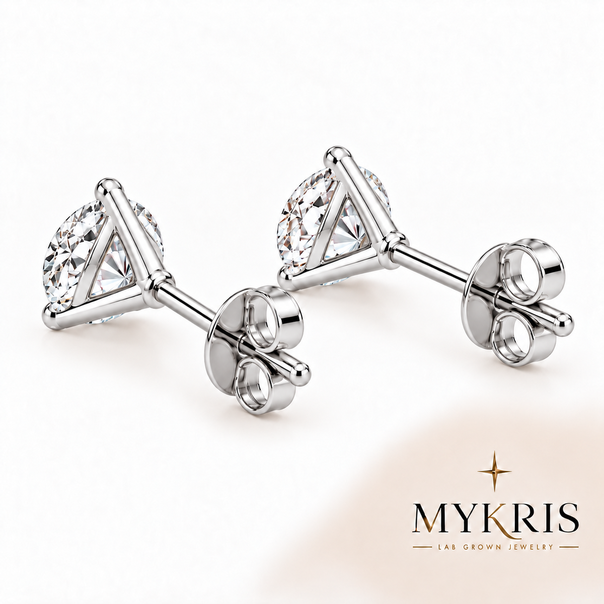 Lab Grown Diamond Stud Earring 1-10 CTTW 14K Gold; Martini