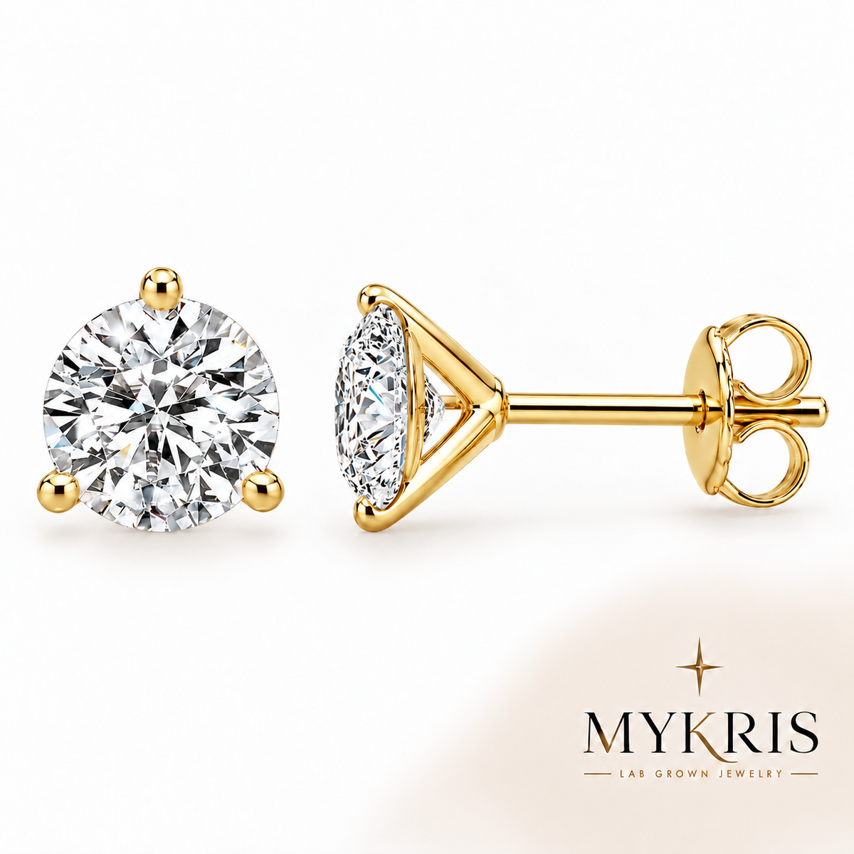 Lab Grown Diamond Stud Earring 1-10 CTTW 14K Gold; Martini