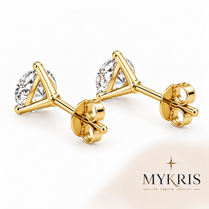Lab Grown Diamond Stud Earring 1-10 CTTW 14K Gold; Martini