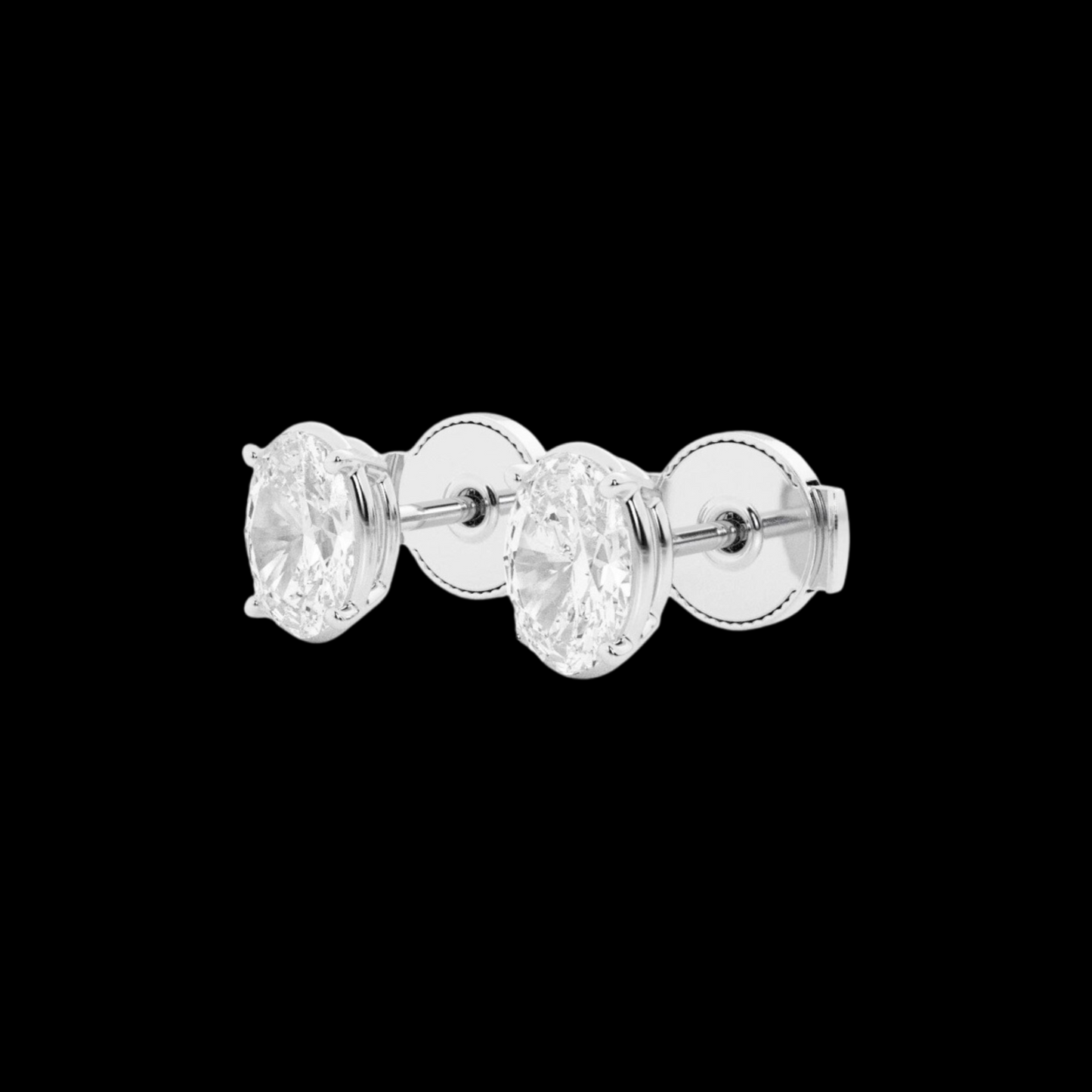 Oval Lab Grown Diamond Hidden Stud Earrings