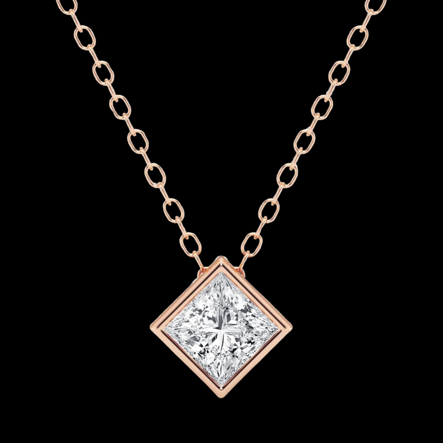 Princess Lab Grown Diamond Solitaire Pendant