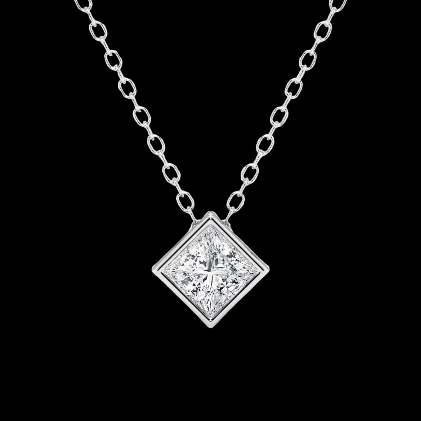 Princess Lab Grown Diamond Solitaire Pendant