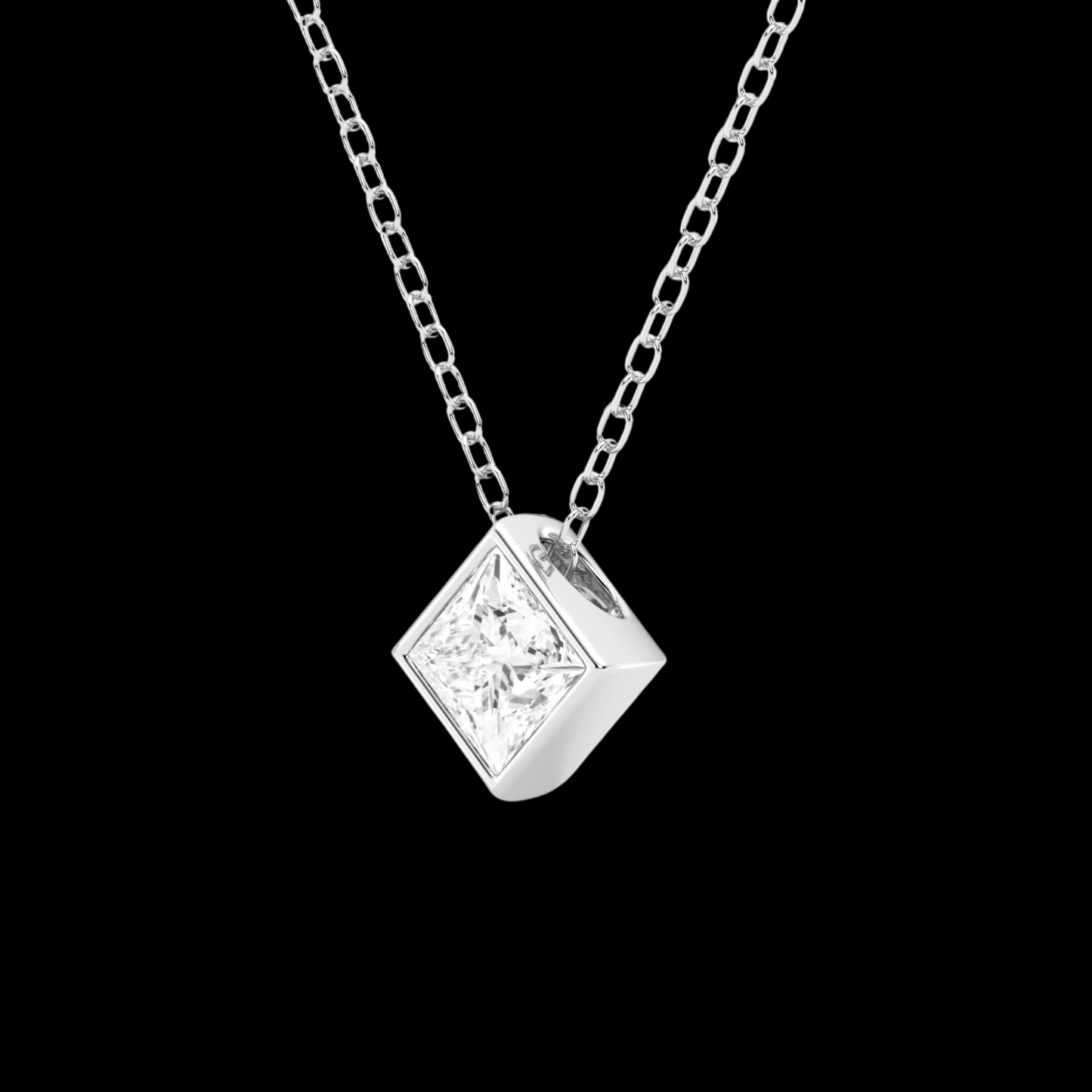 Princess Lab Grown Diamond Solitaire Pendant