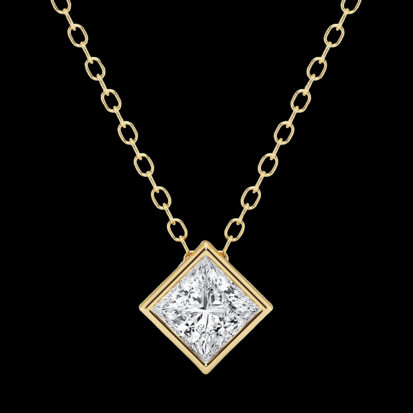 Princess Lab Grown Diamond Solitaire Pendant