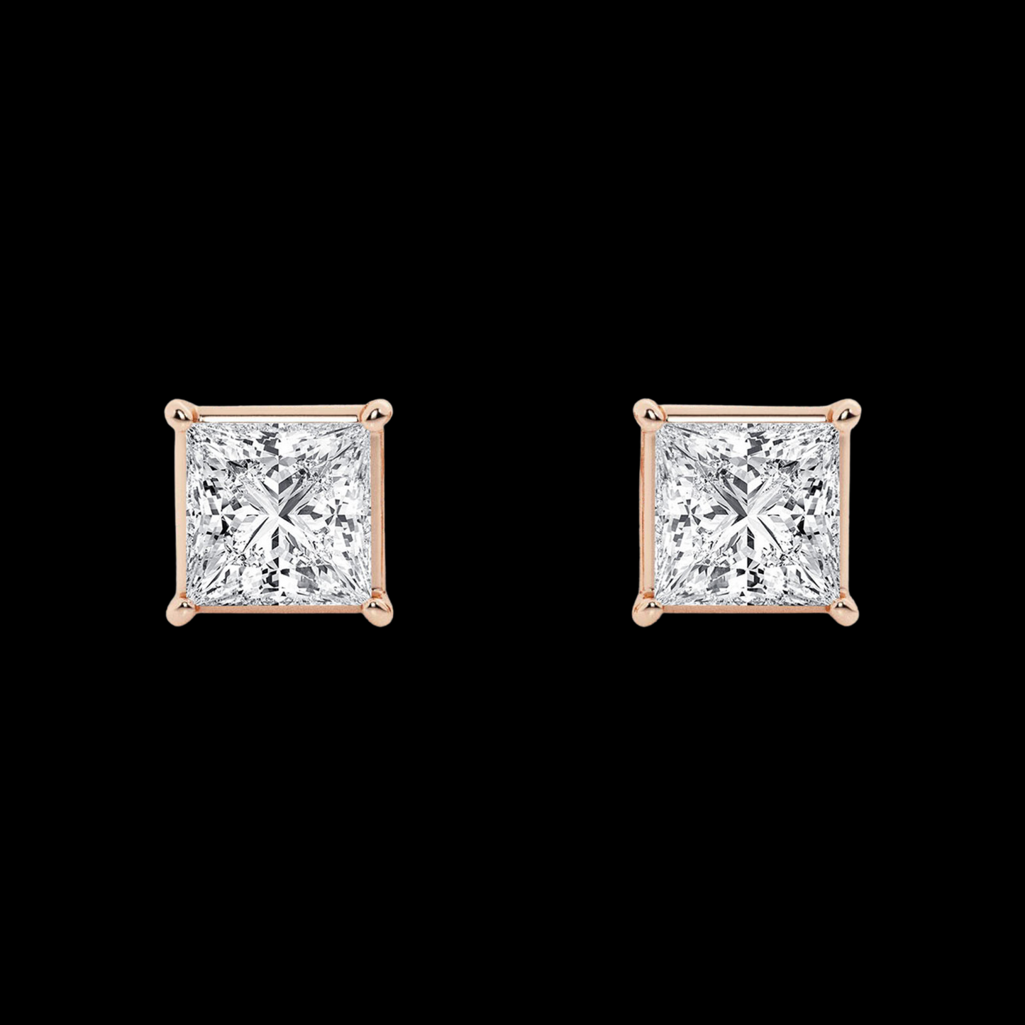 Princess Lab Grown Diamond Hidden Stud Earrings