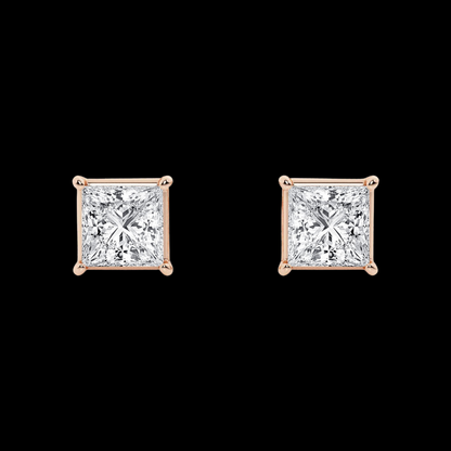 Princess Lab Grown Diamond Hidden Stud Earrings