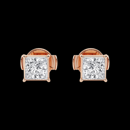 Princess Lab Grown Diamond Hidden Stud Earrings