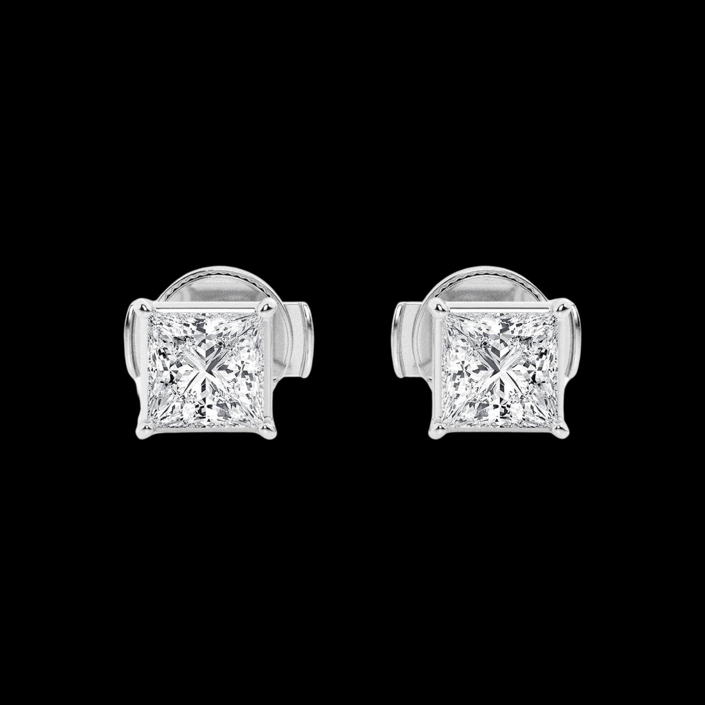 Princess Lab Grown Diamond Hidden Stud Earrings