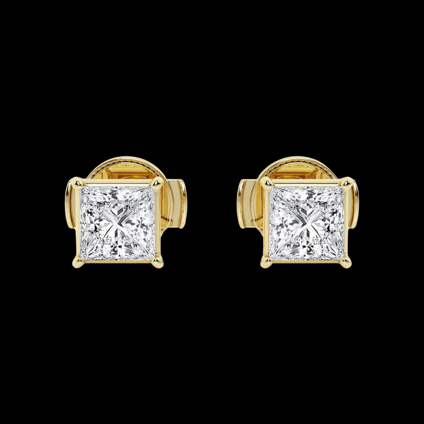 Princess Lab Grown Diamond Hidden Stud Earrings