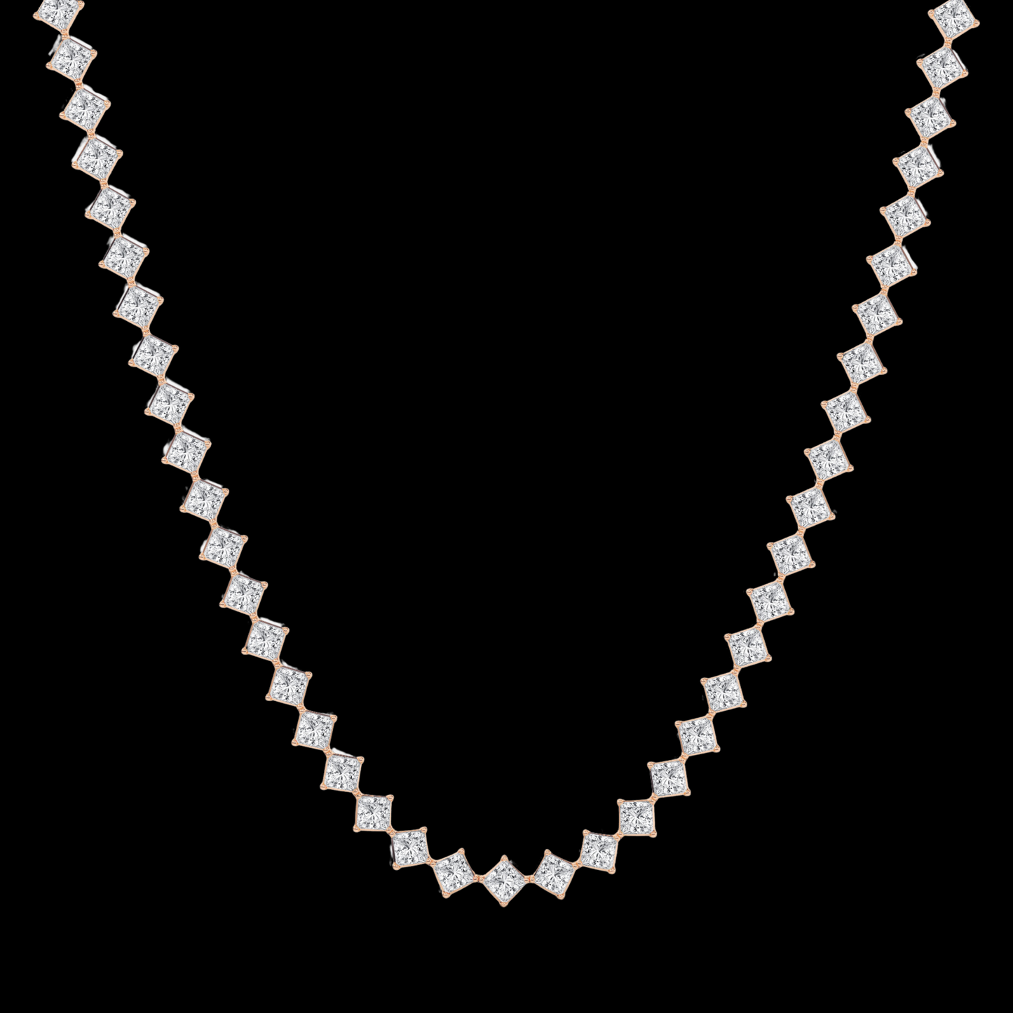 Princess Lab Grown Diamond Four-Prong Tennis Fashion Necklace