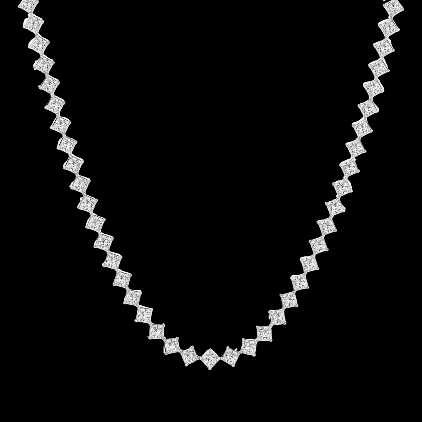 Princess Lab Grown Diamond Four-Prong Tennis Fashion Necklace