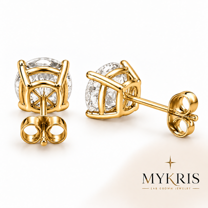 Lab Grown Diamond Stud Earring 1-10 CTTW 14K Gold; PushBack