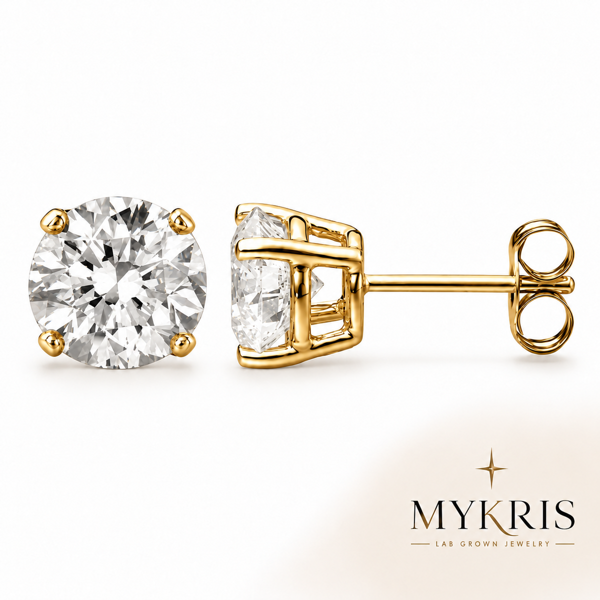 Lab Grown Diamond Stud Earring 1-10 CTTW 14K Gold; PushBack