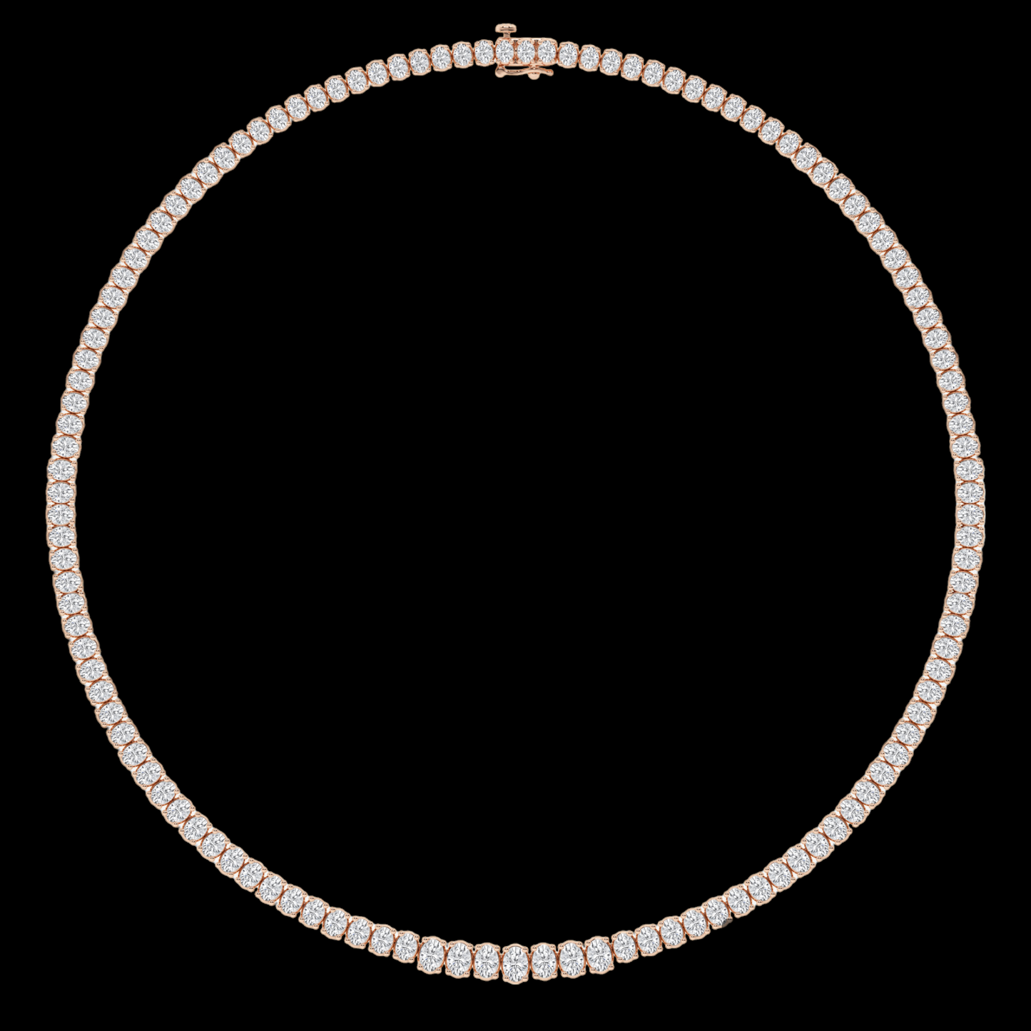 Oval Lab Grown Diamond Four-Prong Tennis Fashion Necklace