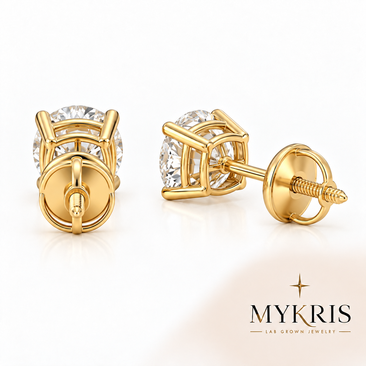 Lab Grown Diamond Stud Earring 1-10 CTTW 14K Gold ScrewBack