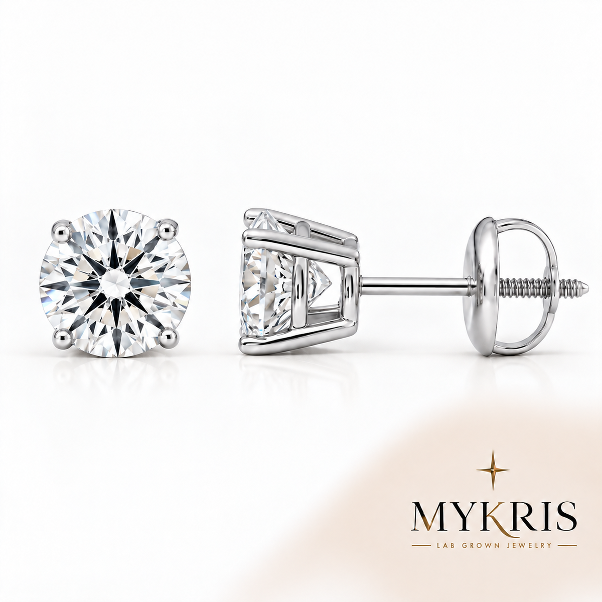 Lab Grown Diamond Stud Earring 1-10 CTTW 14K Gold ScrewBack
