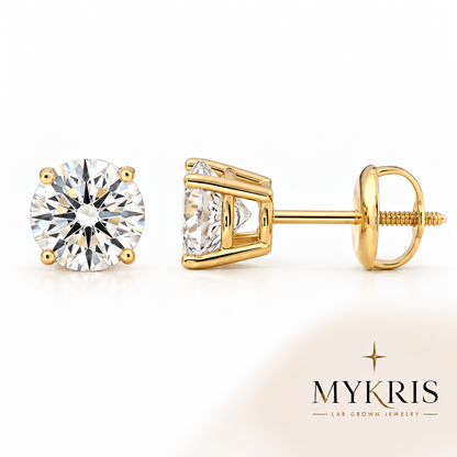Lab Grown Diamond Stud Earring 1-10 CTTW 14K Gold ScrewBack
