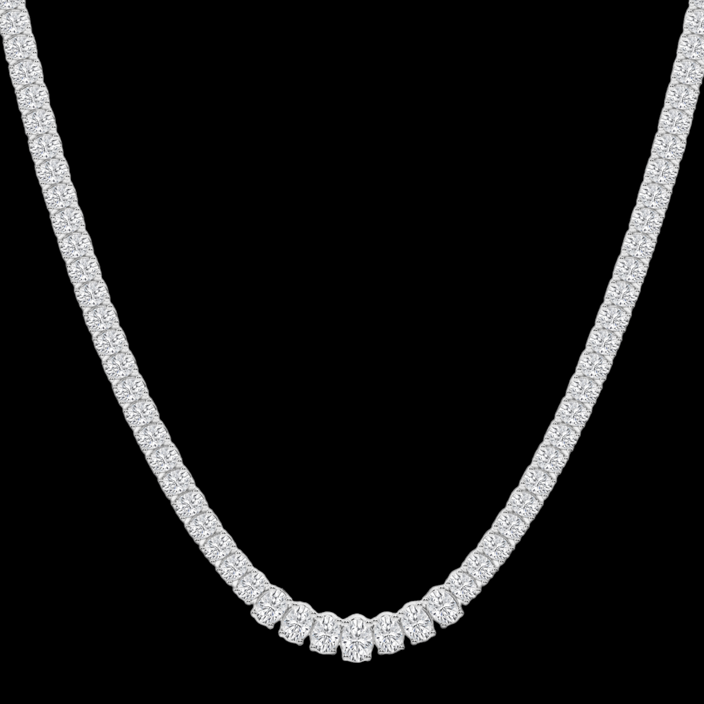 Oval Lab Grown Diamond Four-Prong Tennis Fashion Necklace