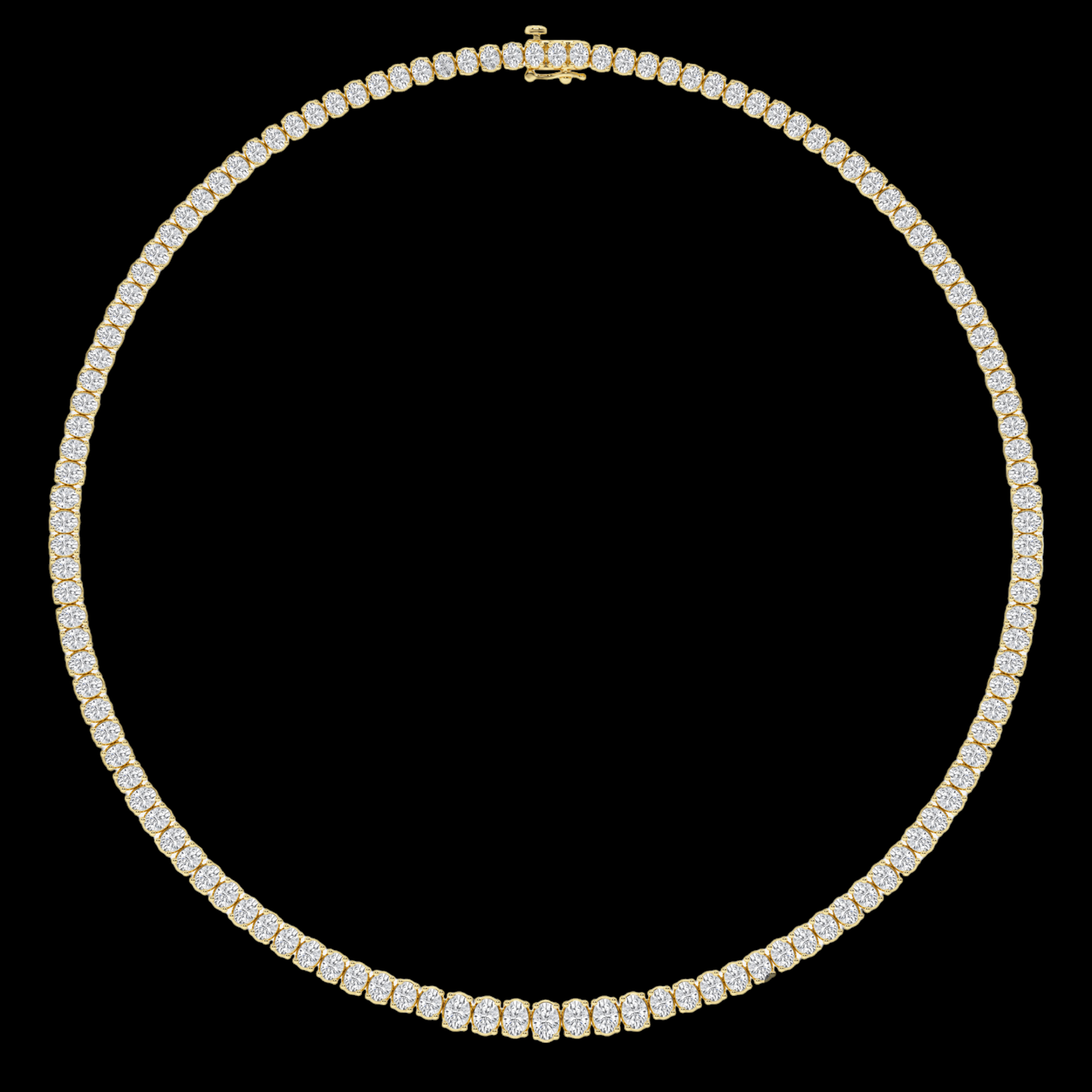 Oval Lab Grown Diamond Four-Prong Tennis Fashion Necklace