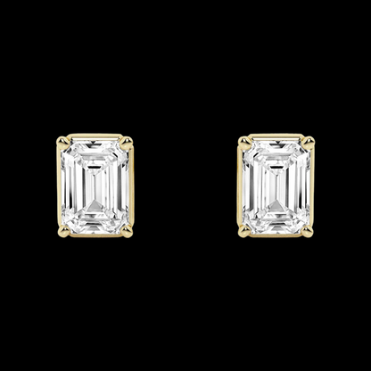 Emerald Lab Grown Diamond Hidden Stud Earrings